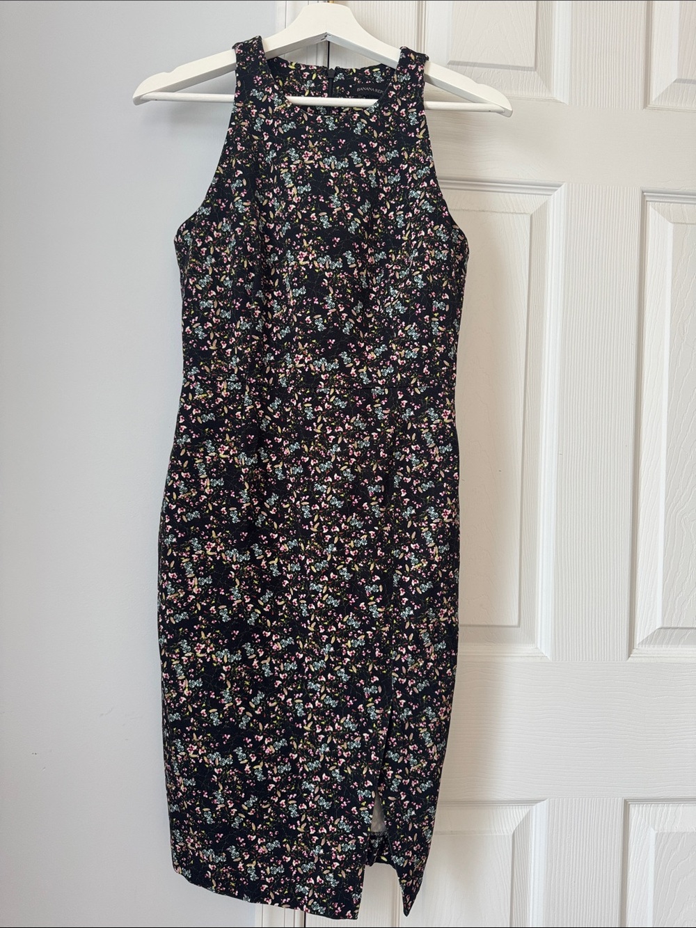 Banana Republic Black Floral Sleeveless Midi Dress